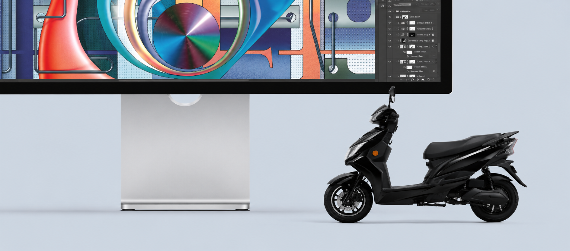 Aeron side profile beside a studio display
